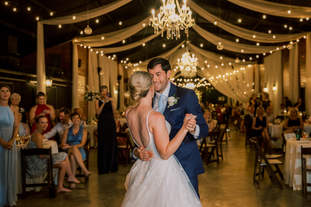 bride and groom's first dance at The Farm at High Shoals wedding