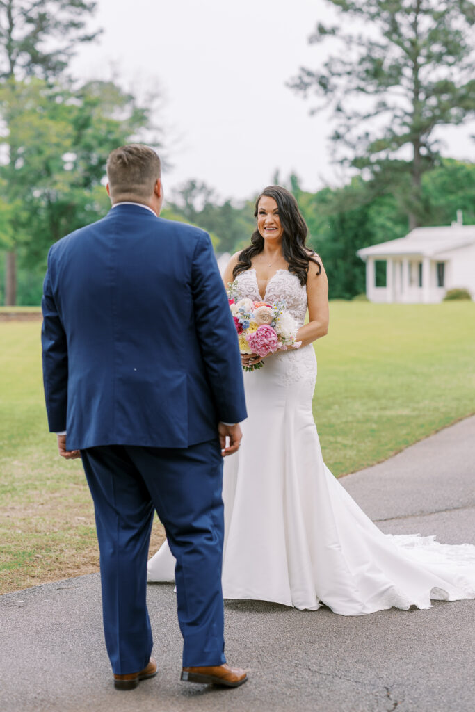 first look between bride and groom