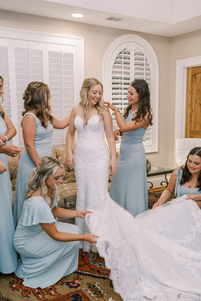first look with bride and bridesmaids