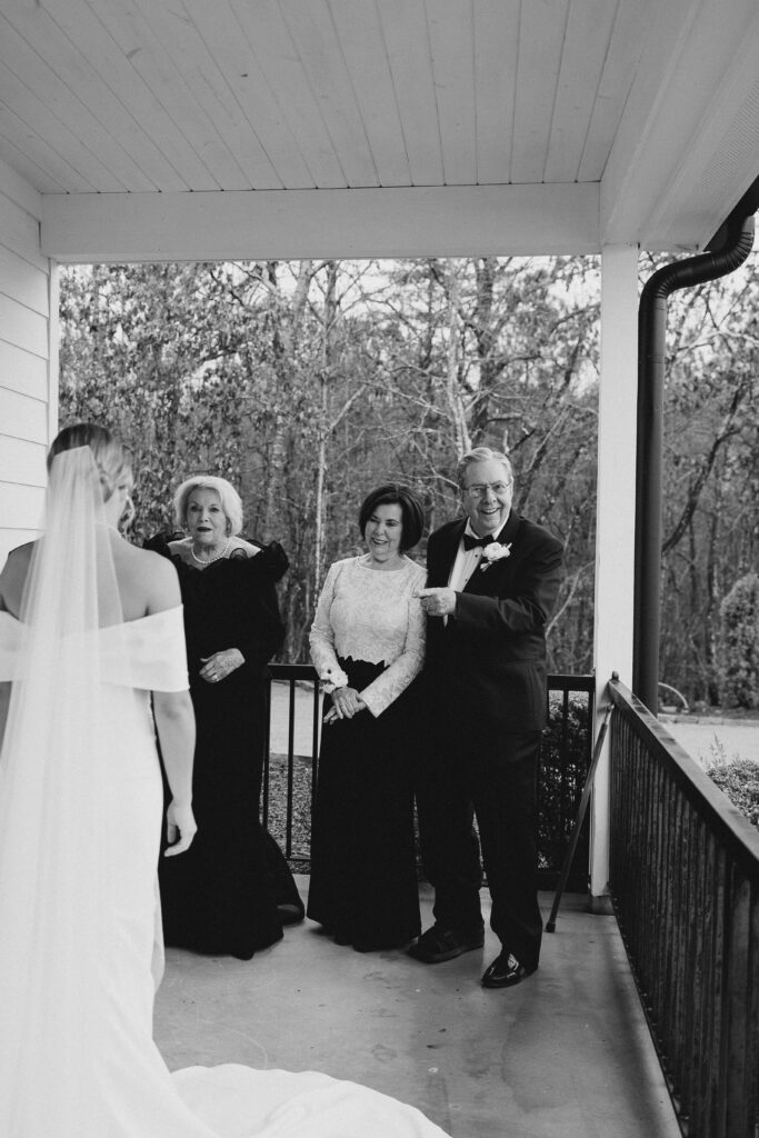 bride and grandparents first look