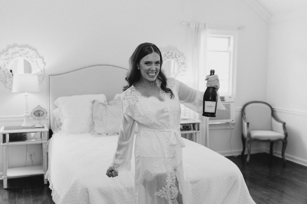 bride and champagne