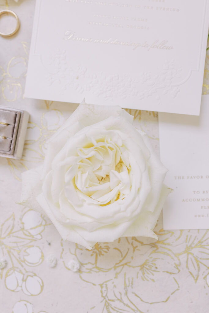 rose and wedding invitations