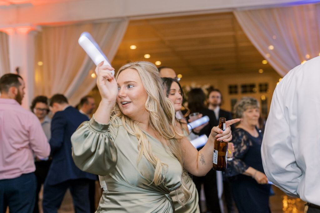 guest dancing at a wedding