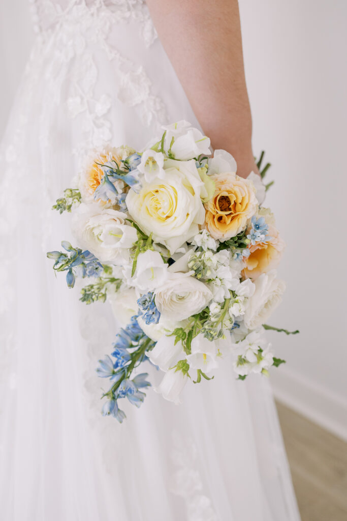 A bridal portrait session at Birdie & Co Studio in Athens, Georgia with a bouquet made by Oakwood Lace & Co