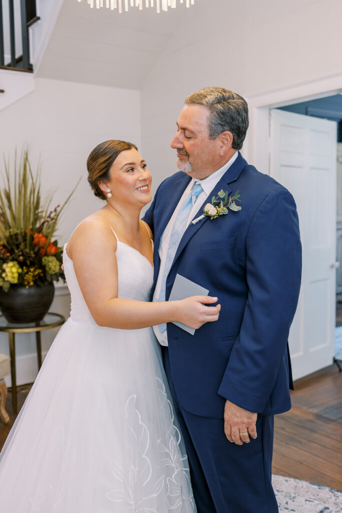 bride and father's first look
