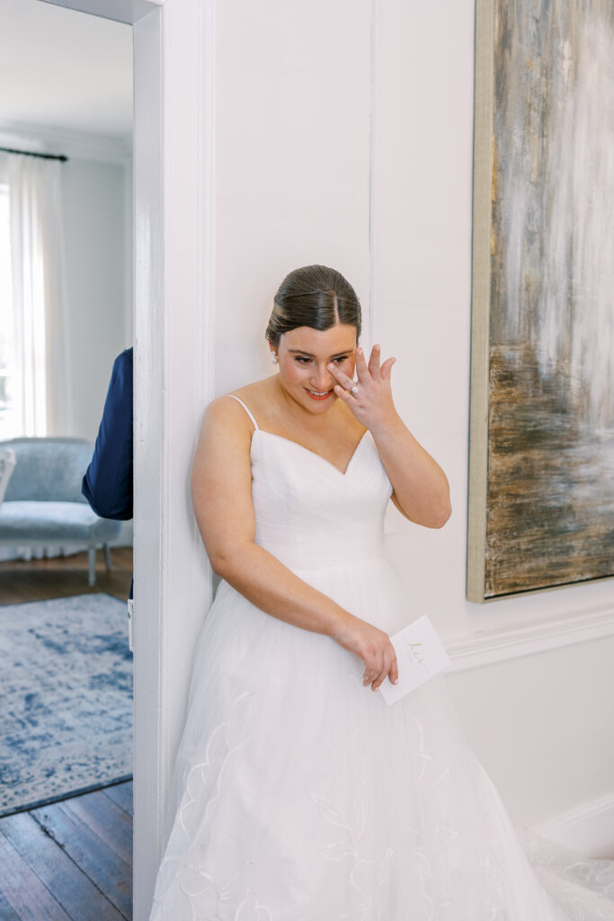 bride crying over vows