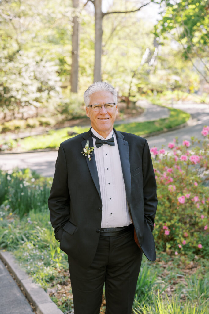 portrait of the groom at the state botanical gardens of georgia in athens