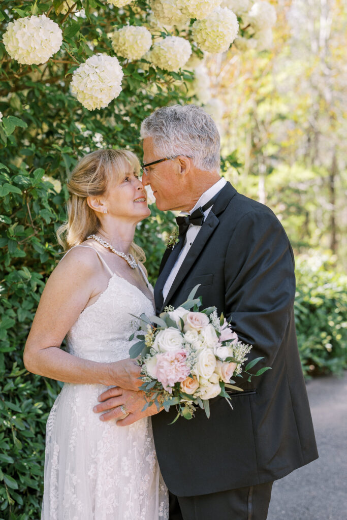 wedding portrait of the bride and groom at the state botanical gardens of georgia in athens