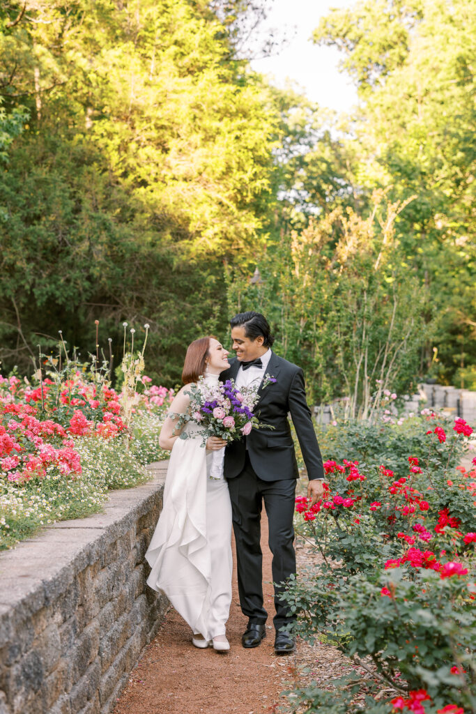 bride and groom portraits at the state botanical gardens of georgia