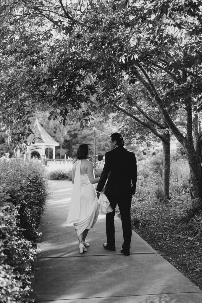 bride and groom portraits at the state botanical gardens of georgia