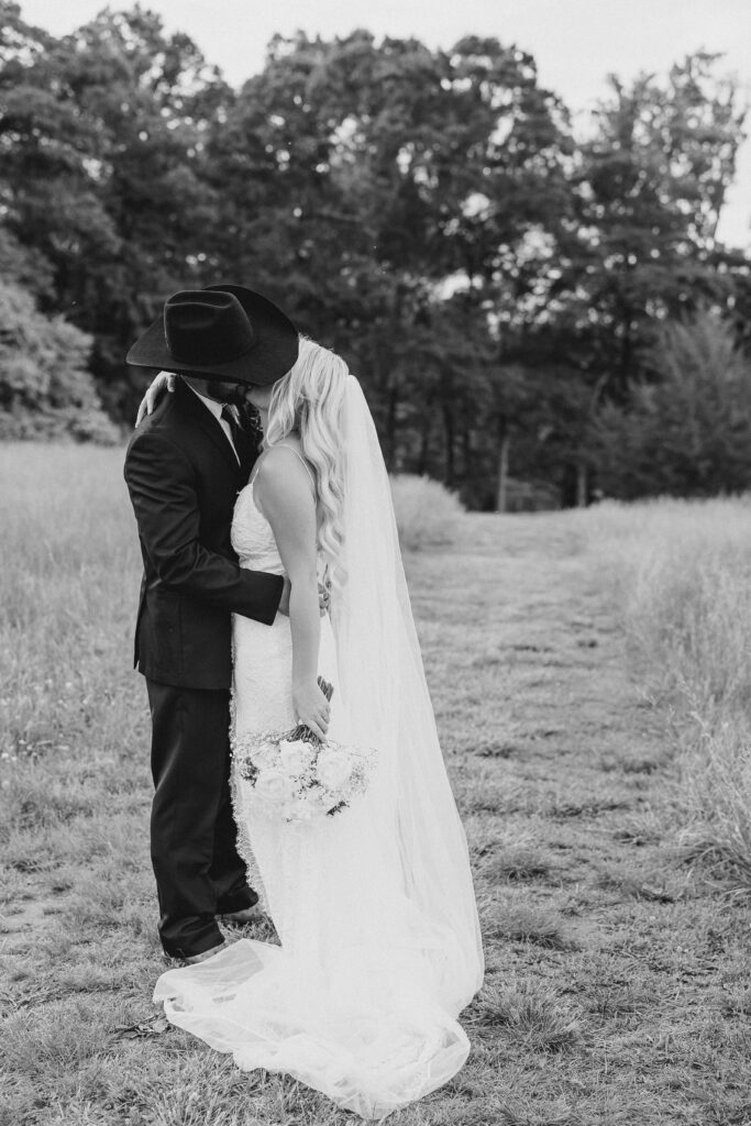 bride and groom kissing