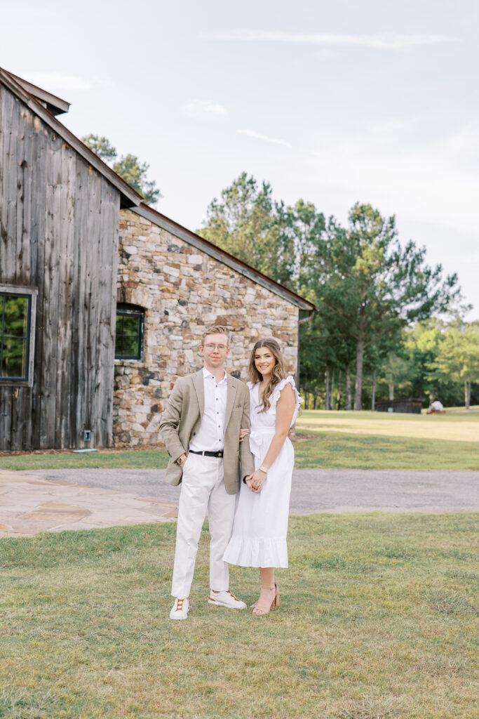 engagement session at the Sandy Creek Barn on Lake Oconee in Reynolds, Georgia