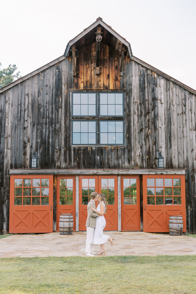 engagement session at the Sandy Creek Barn on Lake Oconee in Reynolds, Georgia