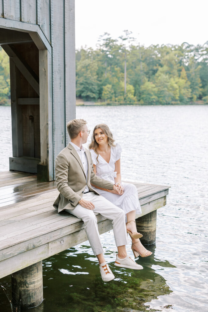 engagement session at the Sandy Creek Barn on Lake Oconee in Reynolds, Georgia