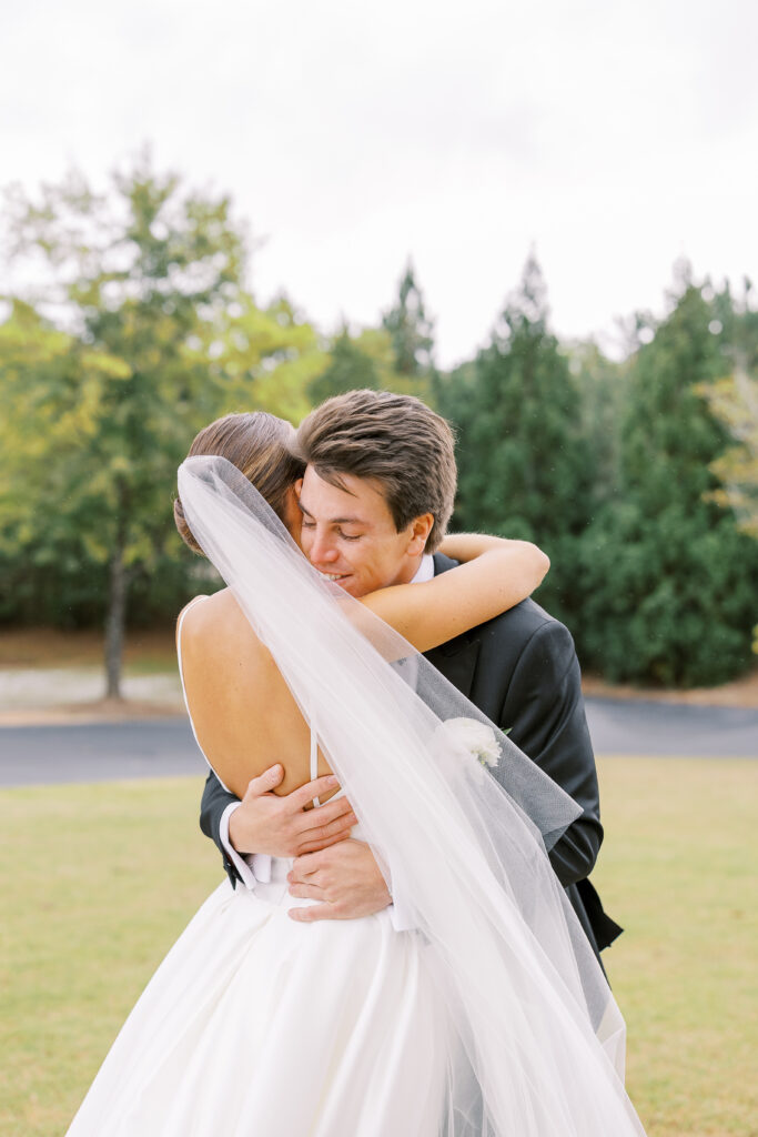 bride and groom first look