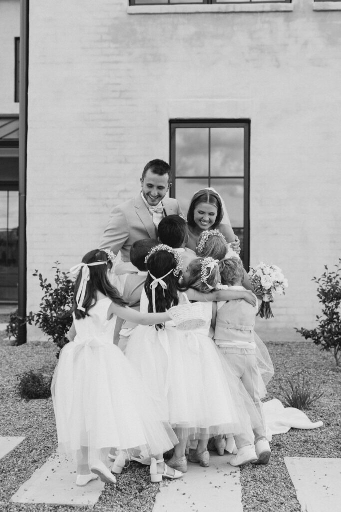 bride and groom and their nieces and nephews