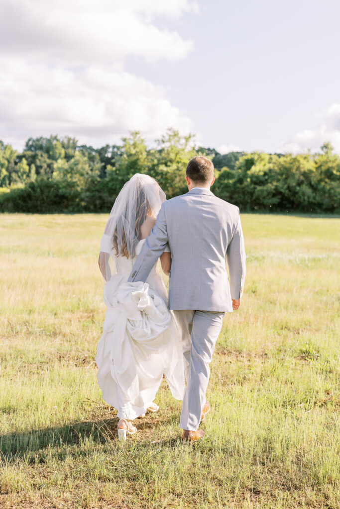 golden hour portrait of a bride and groom