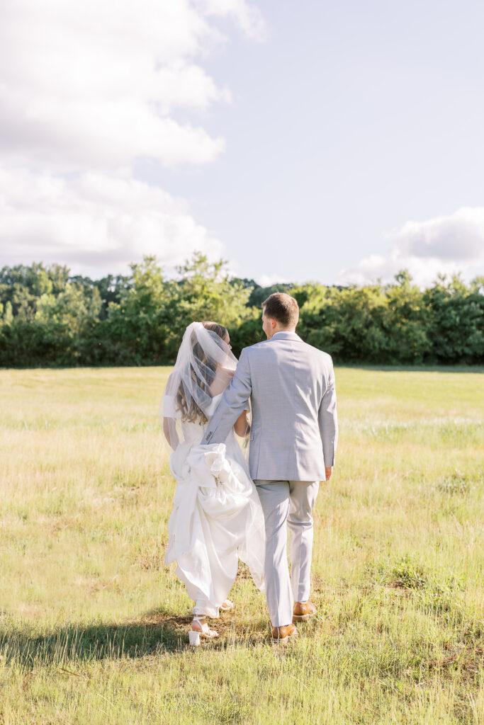 golden hour portrait of a bride and groom