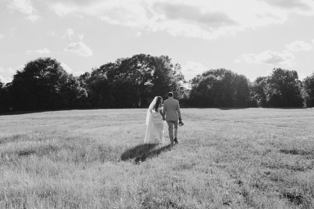 golden hour portrait of a bride and groom