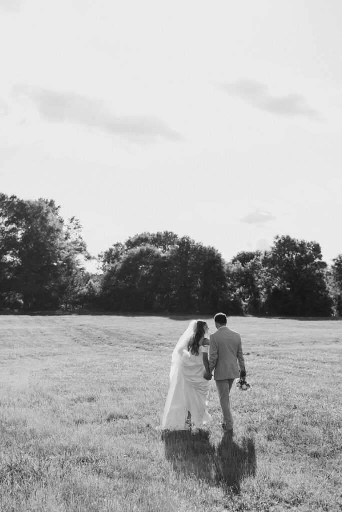 golden hour portrait of a bride and groom