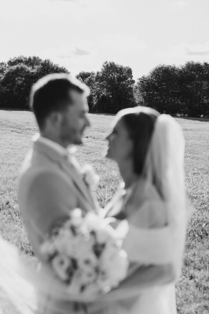 golden hour portrait of a bride and groom