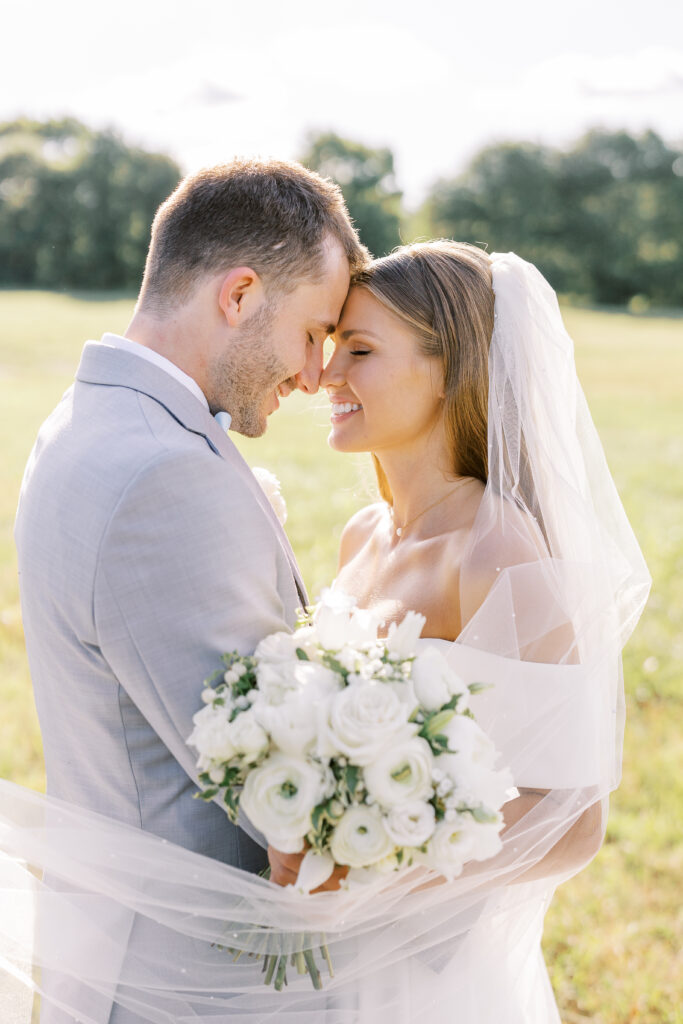 golden hour portrait of a bride and groom