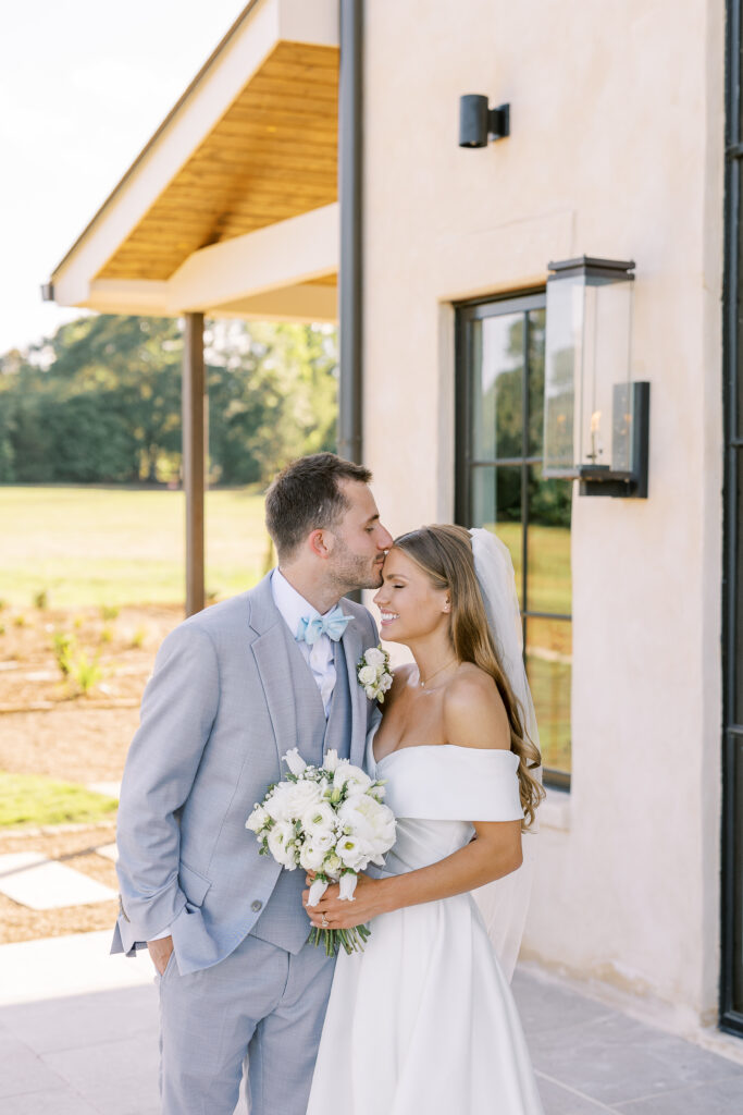 golden hour portrait of a bride and groom