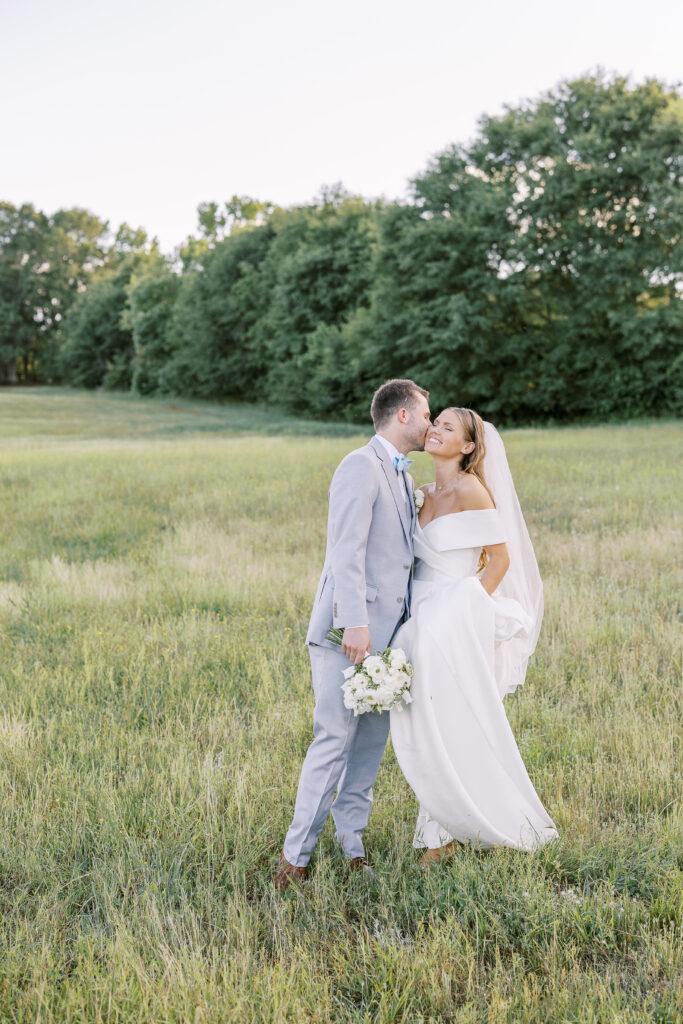 golden hour portrait of a bride and groom