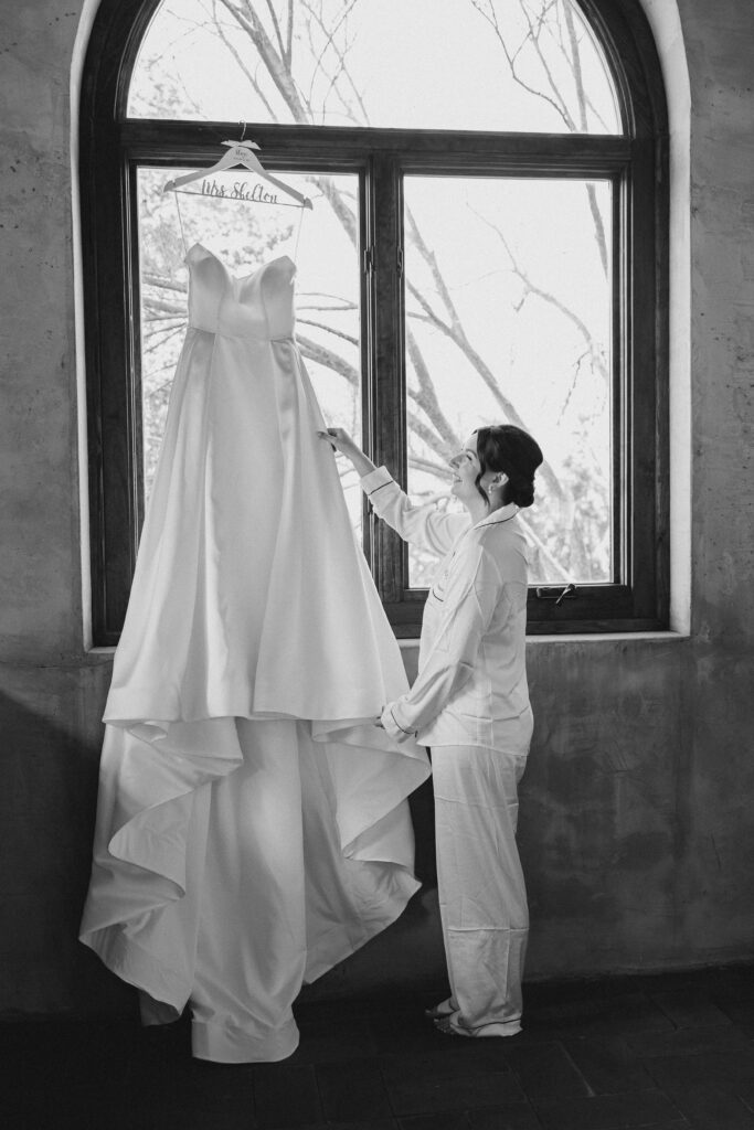 bride seeing her dress