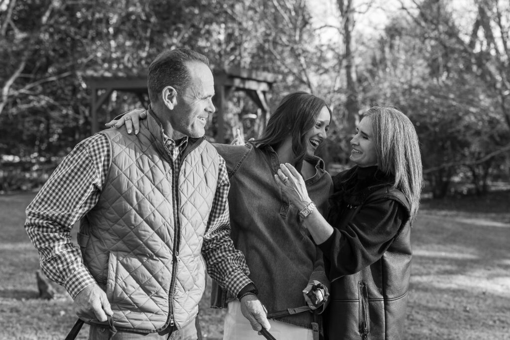 newly engaged girl with her parents