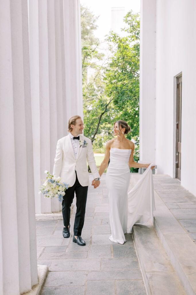 bride and groom on UGA's north campus