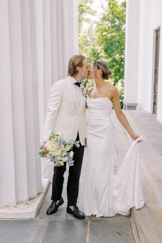 bride and groom on UGA's north campus