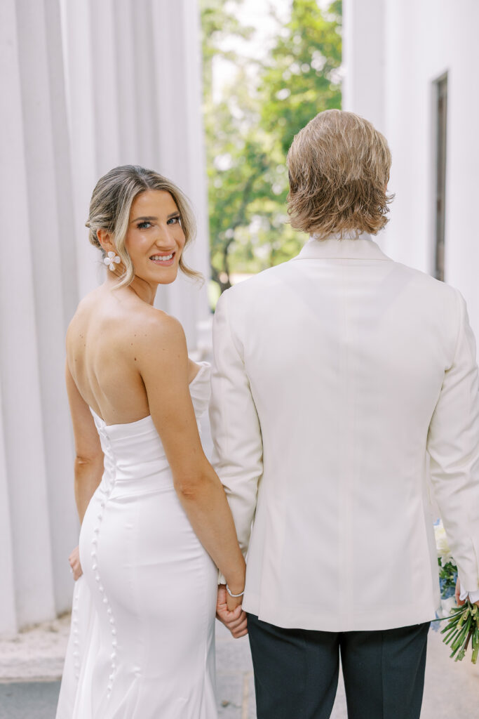 bride and groom on UGA's north campus