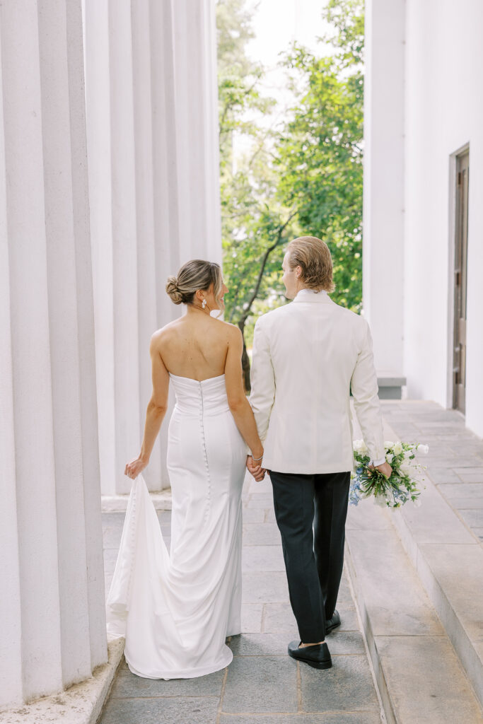 bride and groom on UGA's north campus