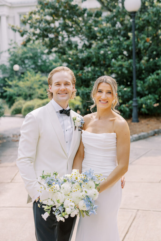 bride and groom on UGA's north campus