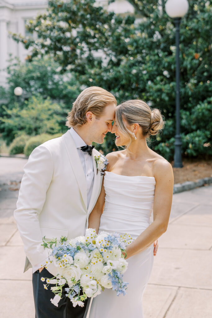 bride and groom on UGA's north campus