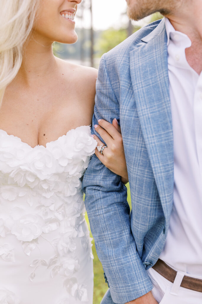 lakeside portrait of a bride and groom