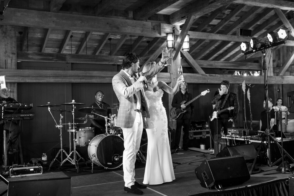bride and groom giving a speech