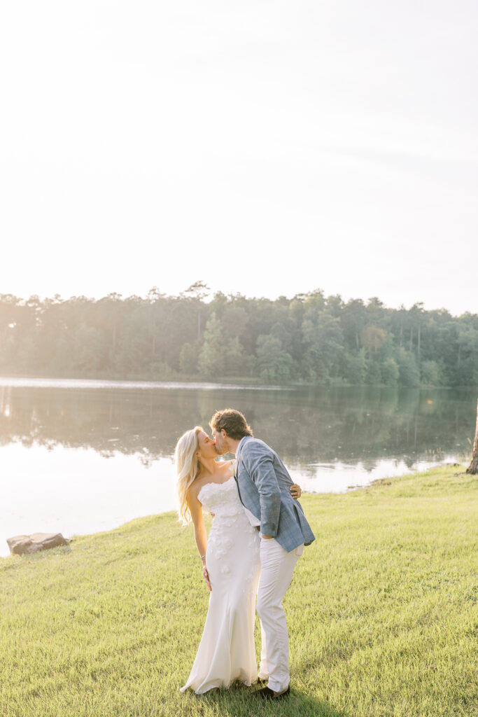 golden hour portrait of a bride and groom