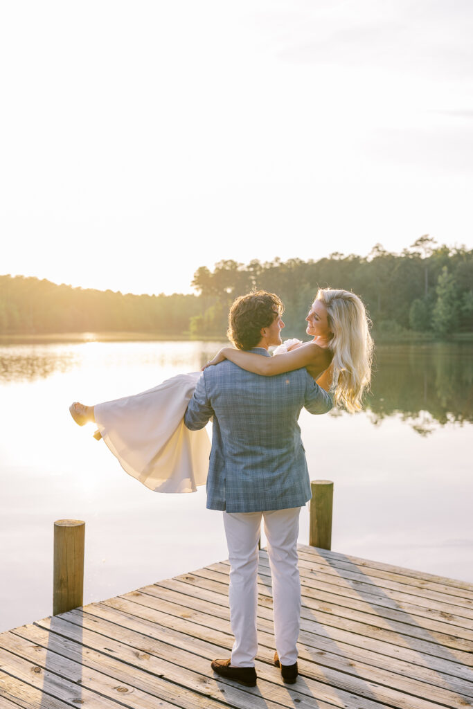 golden hour portrait of a bride and groom