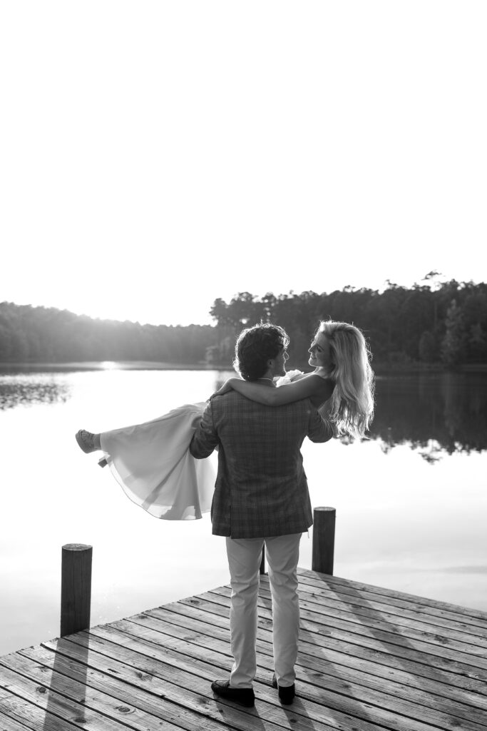 golden hour portrait of a bride and groom