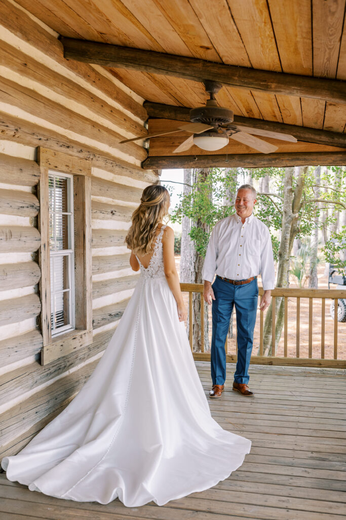 father's first look with his daughter the bride