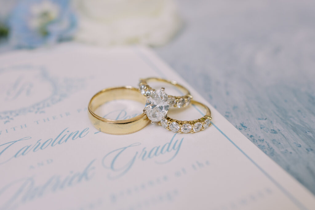 wedding rings on invitation