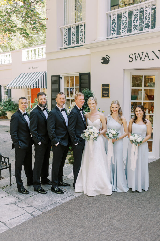 bridal party at the swan coach house