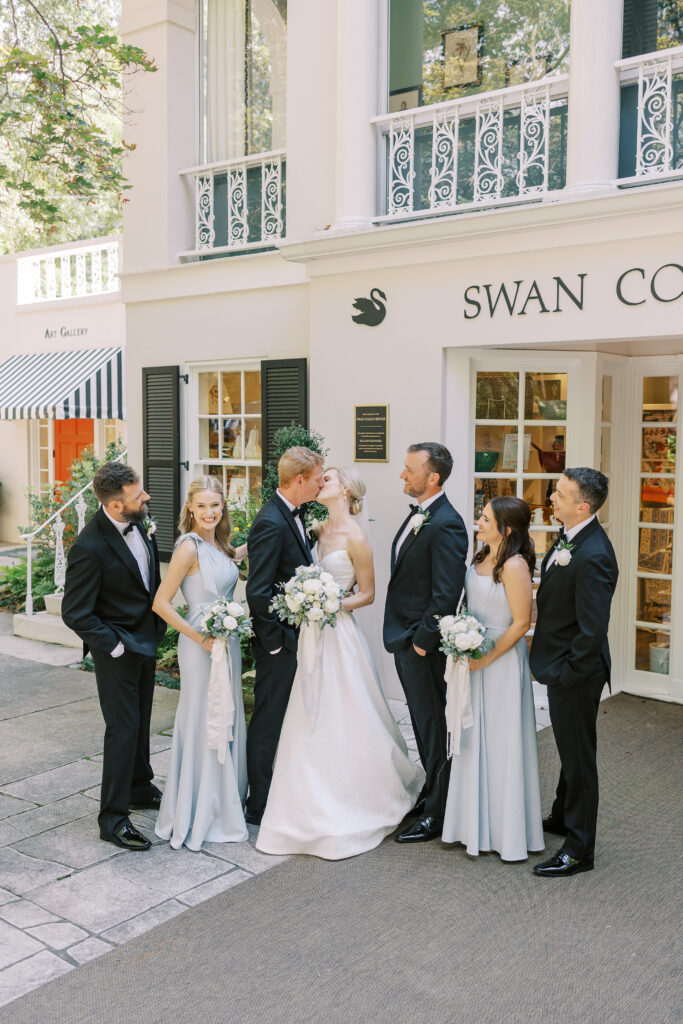 bridal party at the swan coach house