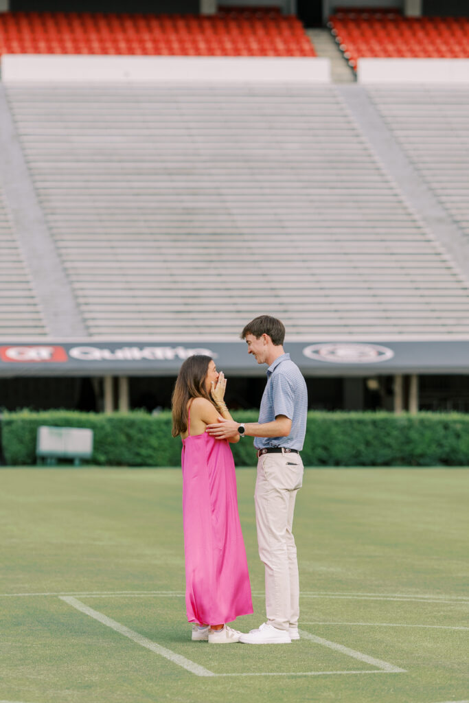 A proposal inside of Sanford Stadium at the University of Georgia in Athens
