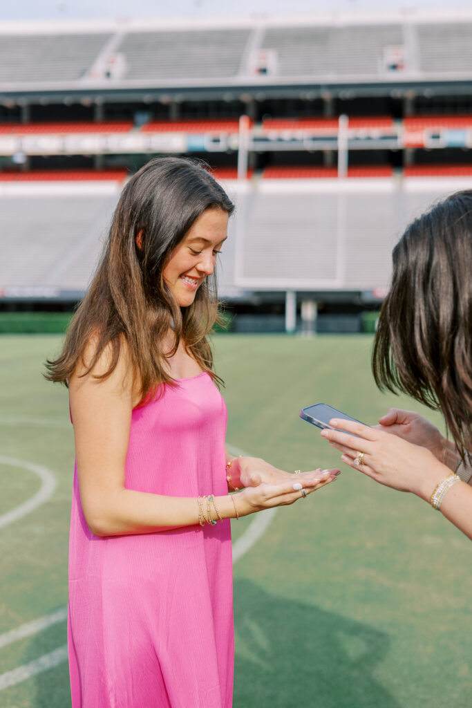 A proposal inside of Sanford Stadium at the University of Georgia in Athens