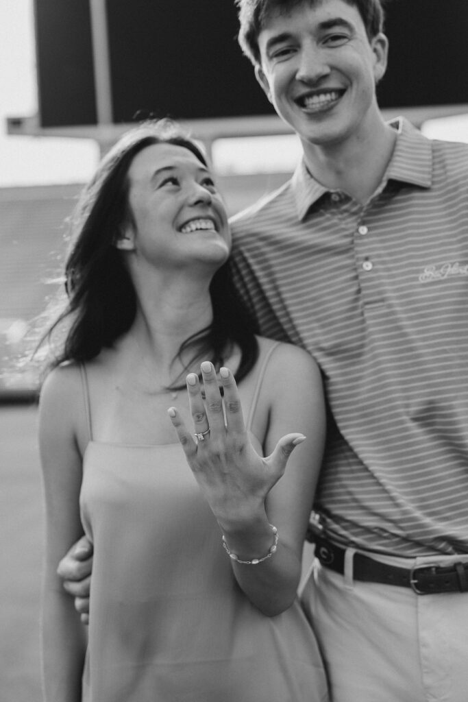 A proposal inside of Sanford Stadium at the University of Georgia in Athens