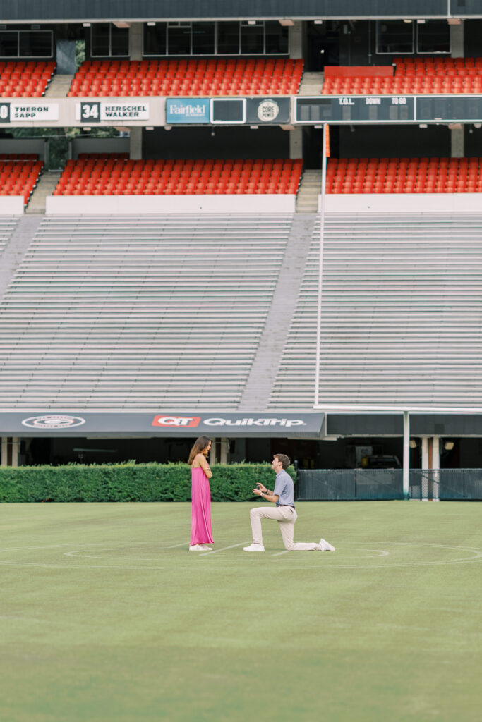 A proposal inside of Sanford Stadium at the University of Georgia in Athens