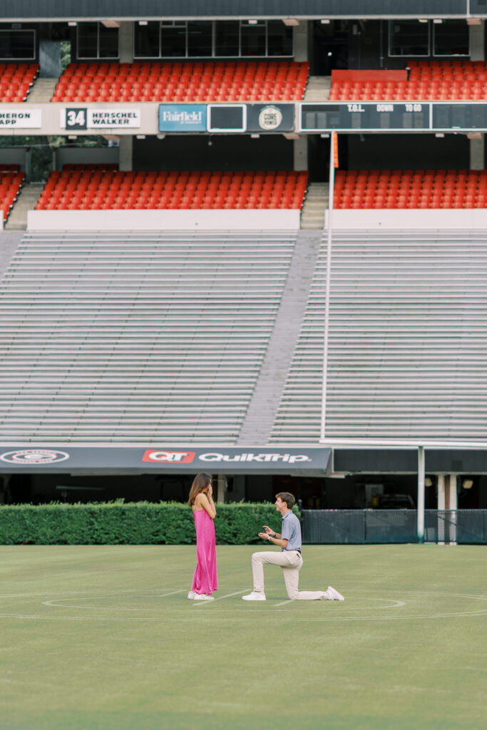 A proposal inside of Sanford Stadium at the University of Georgia in Athens